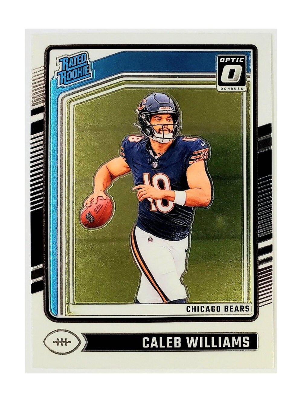 CALEB WILLIAMS ROOKIE "RATED ROOKIE" 2024 DONRUSS OPTIC #201, CHICAGO BEARS